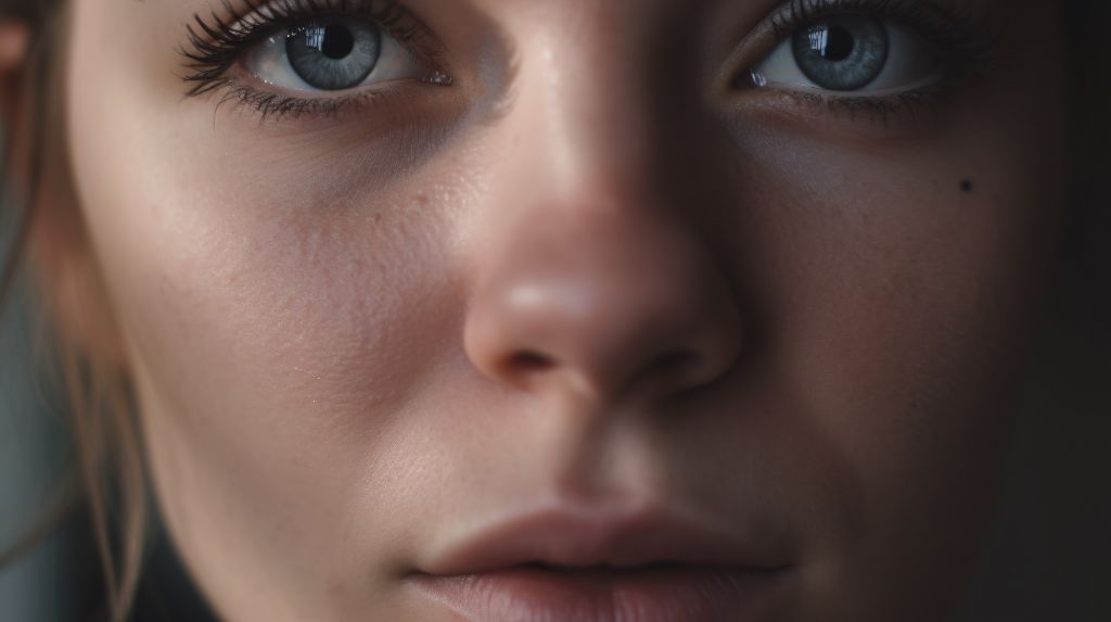 Extreme close up of a beautiful woman face