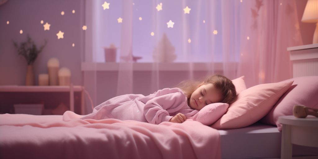 baby girl peacefully sleeping in a pink room