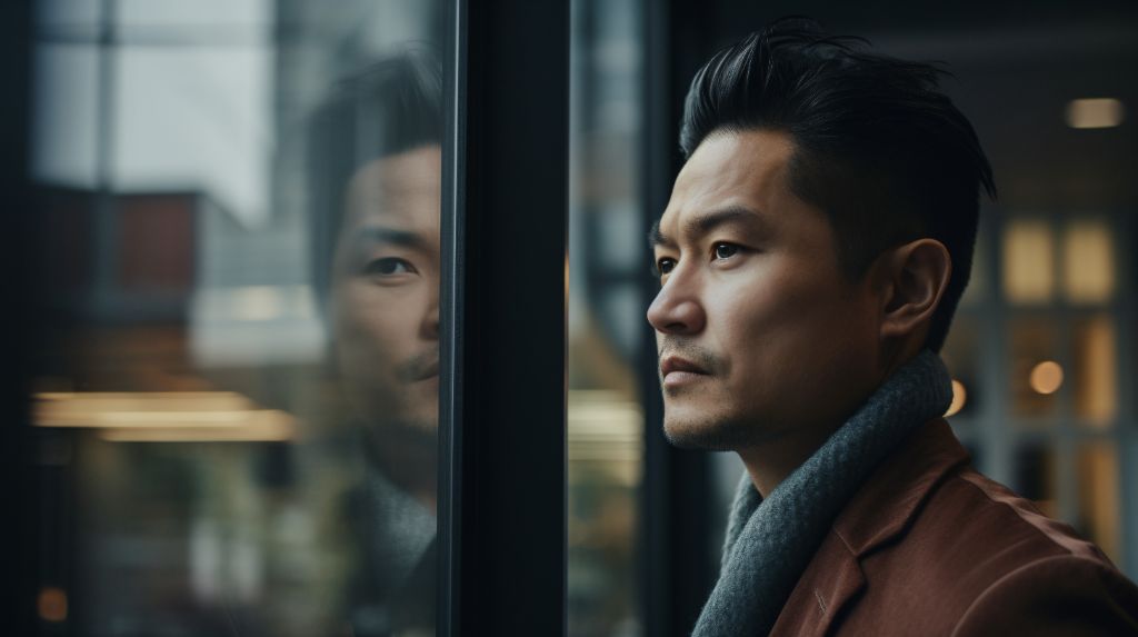 Portrait of a asian startup owner inside modern office