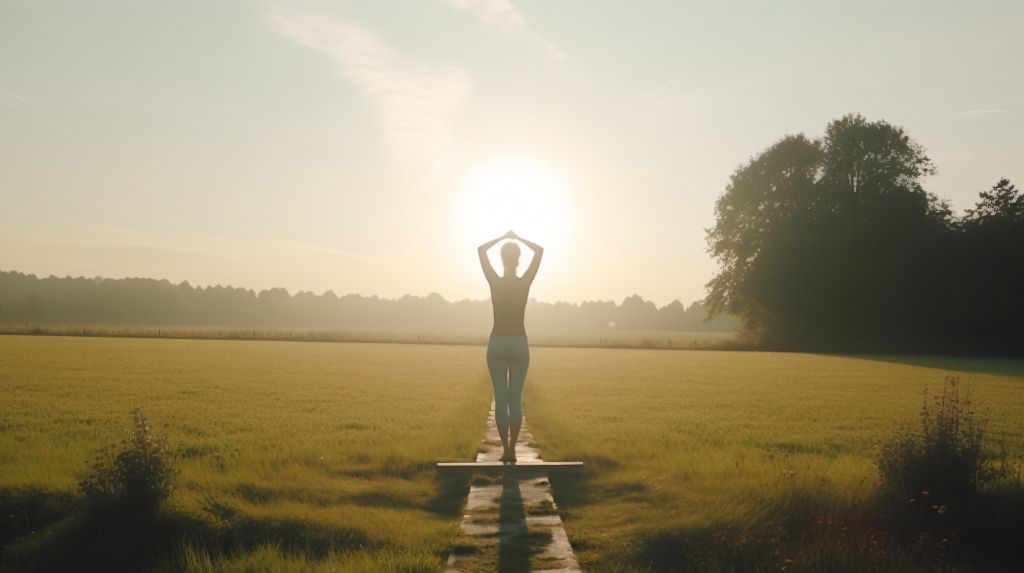 Sunrise yoga in Dutch countryside