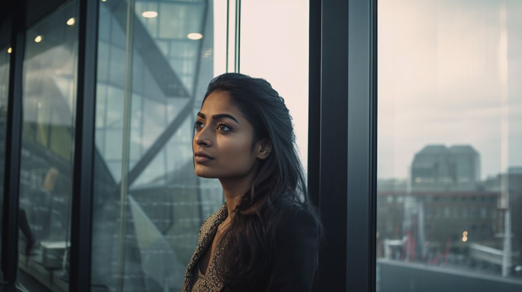 gorgeous stunning stylish indian woman at a modern office