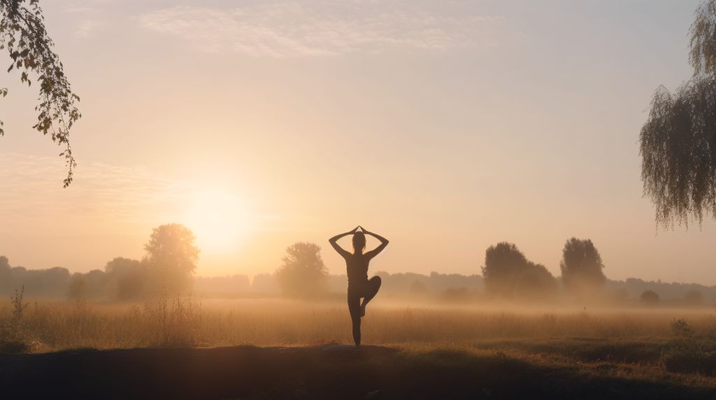 Sunrise yoga in Dutch countryside