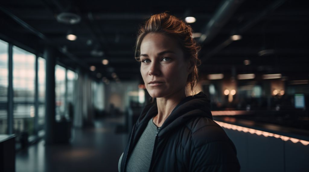 portrait of a woman inside modern fitness center