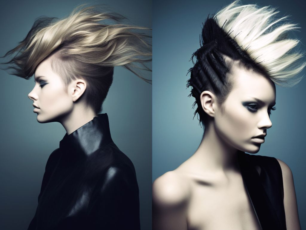same model two different hairstyles