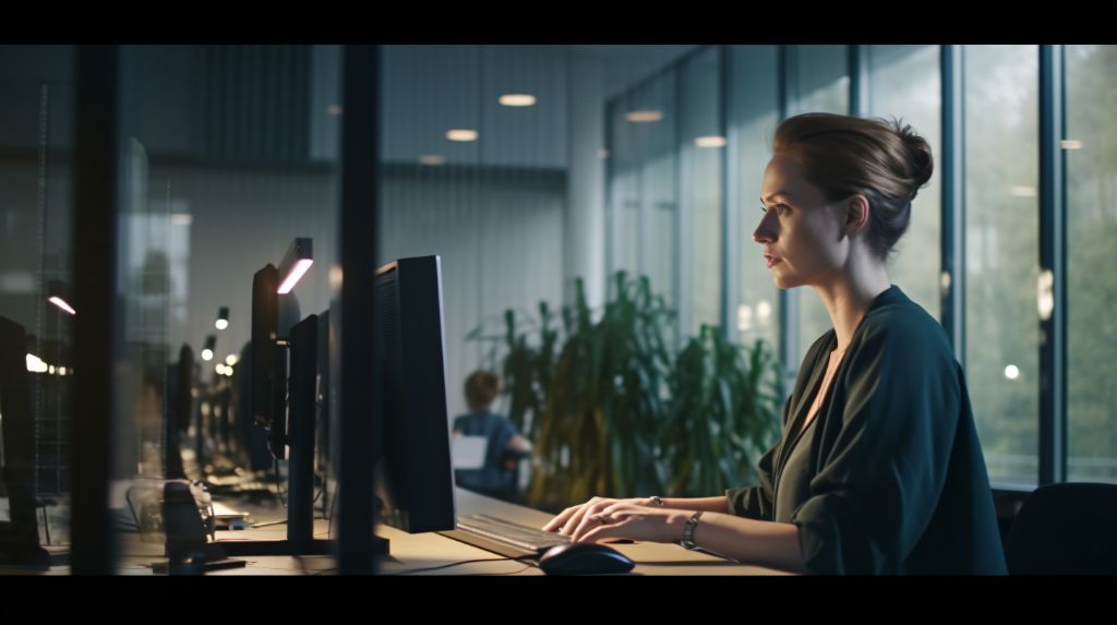 Woman on desktop computer