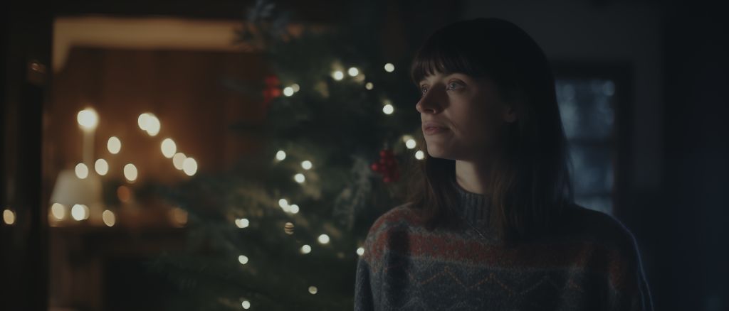 Woman in vintage christmas sweater