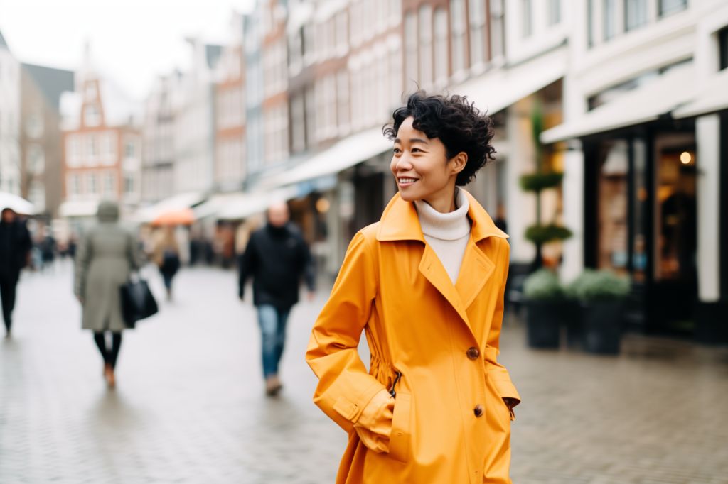 Woman strutting through Amsterdam