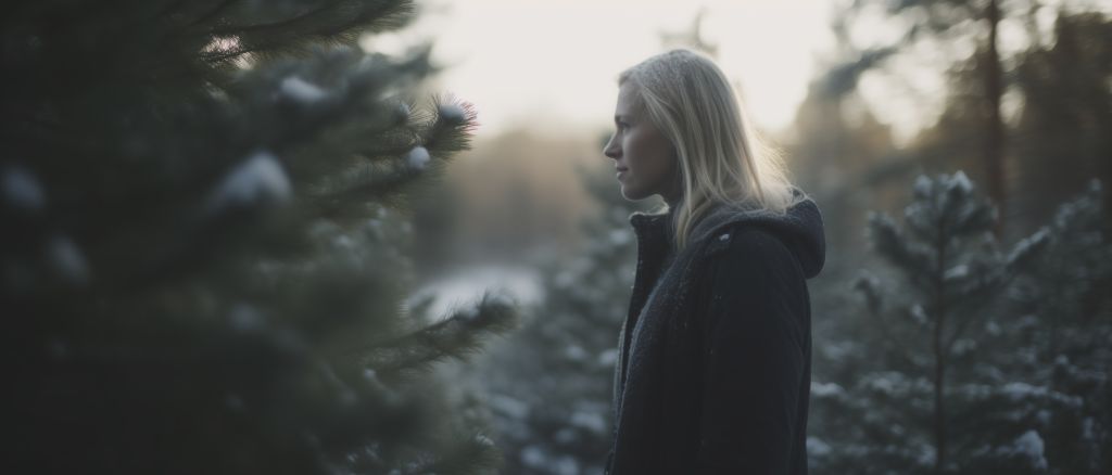 Woman portrait in winter forest