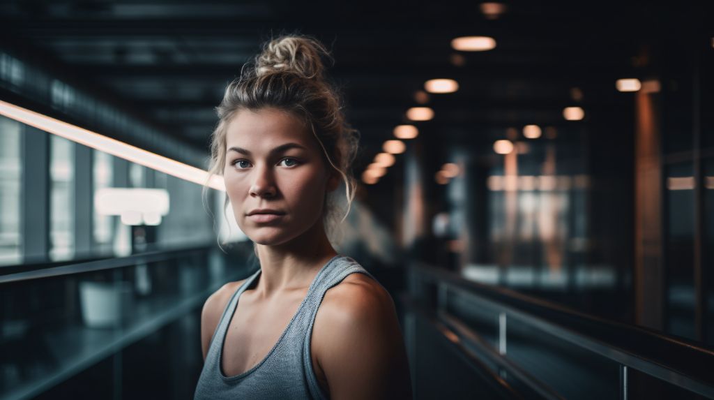 portrait of a woman inside modern fitness center