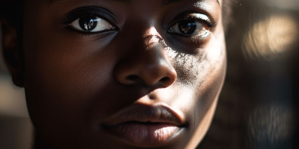 Intricate texture: close-up of woman's face