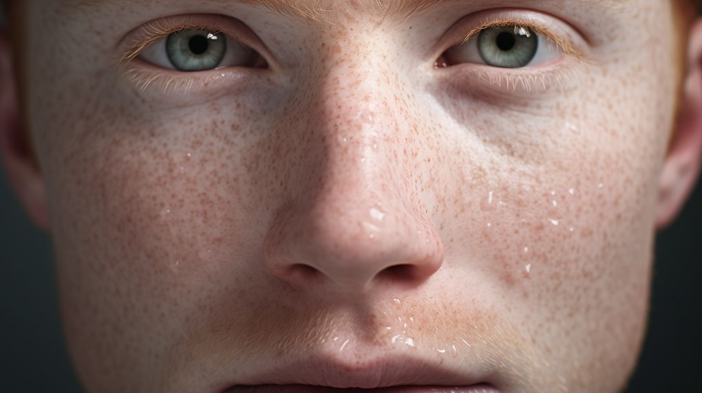 ultra hd close-up of a freckled man