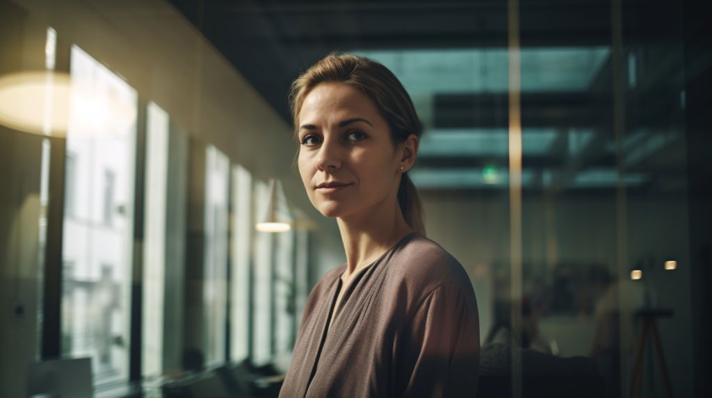 Dutch female startup owner in modern office portrait