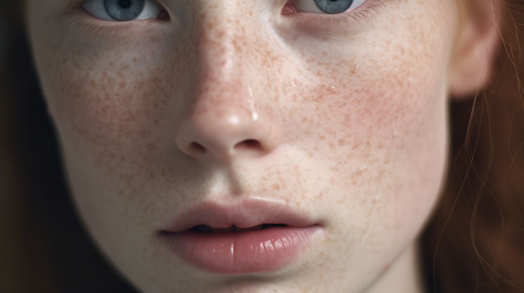 ultra hd close-up of a woman with freckles
