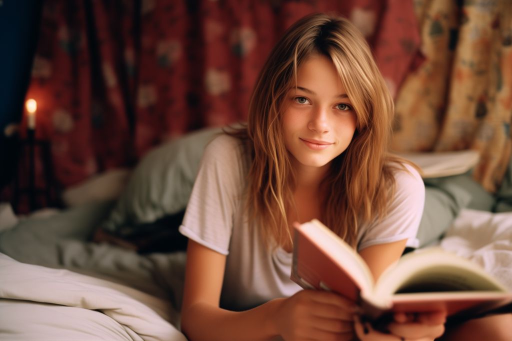 Girl immersed in book