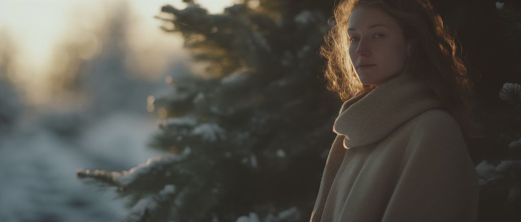 Woman portrait in winter forest