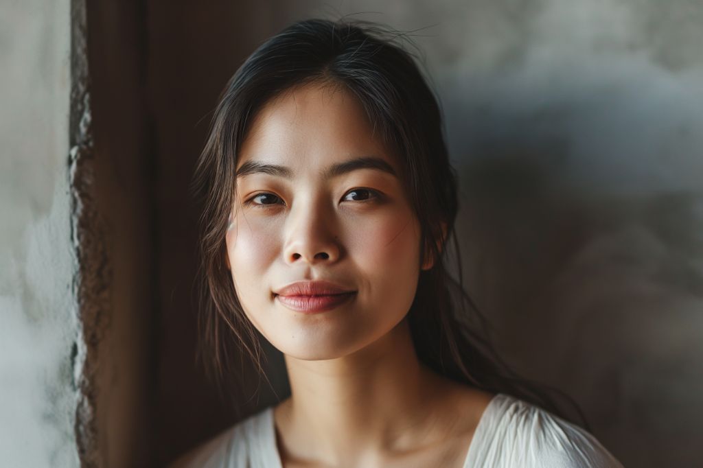 Portrait of a serene young woman with a gentle smile