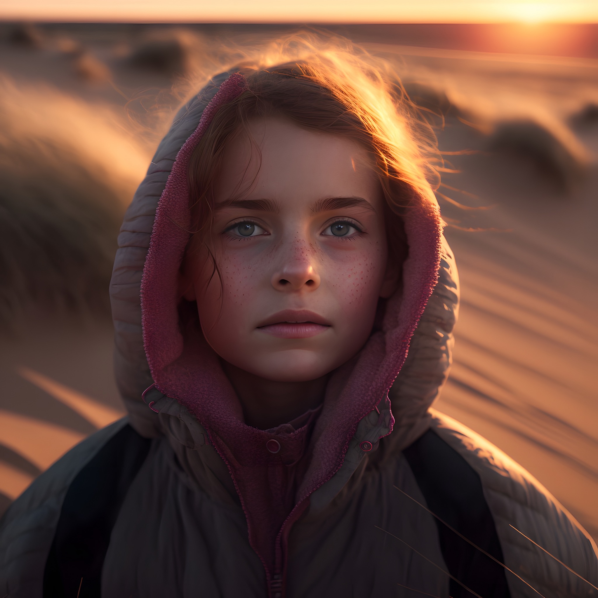 Free image A young child takes a solitary walk through the dunes as