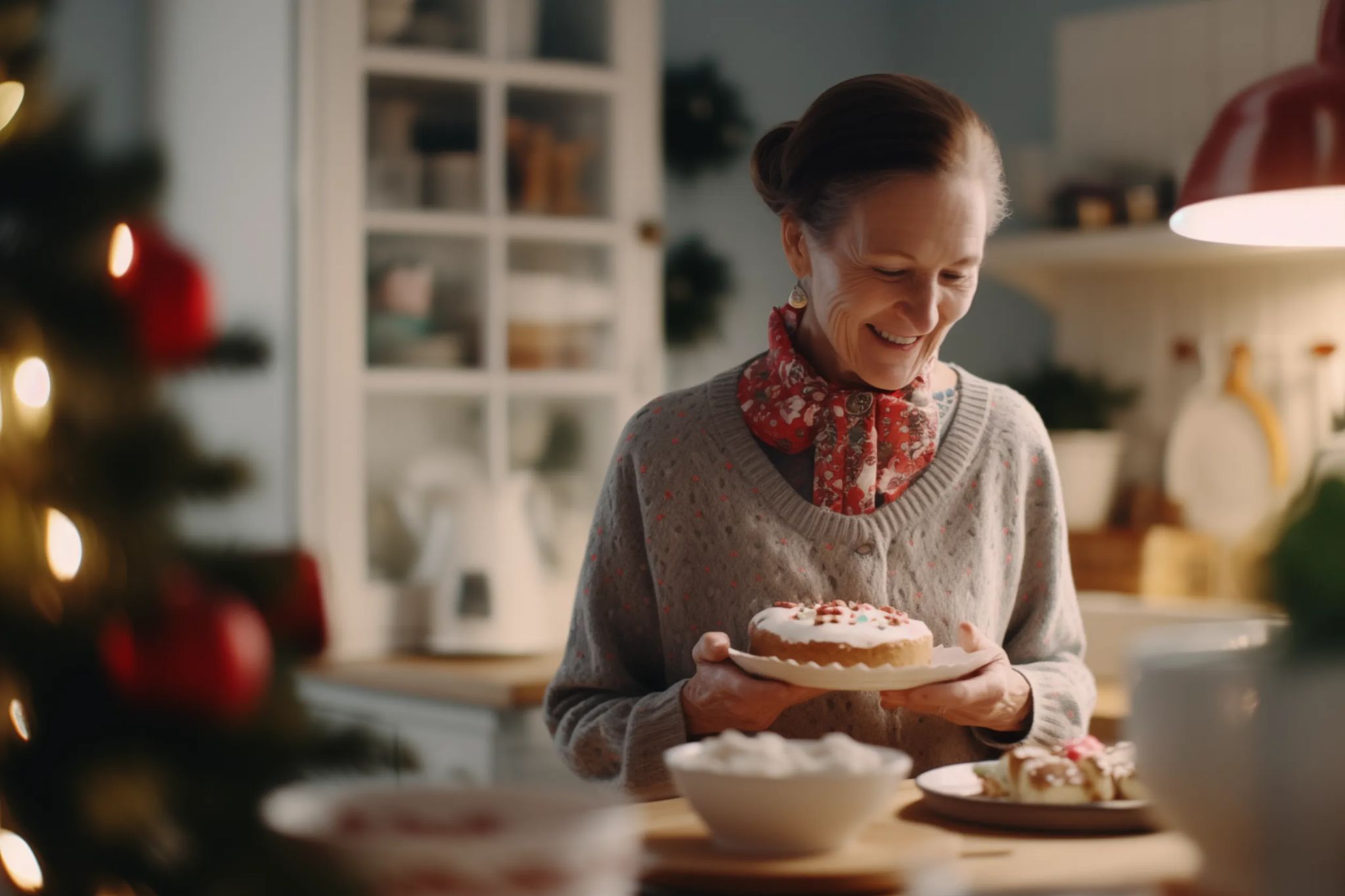 Free image: Woman baking christmas cake in cozy kitchen - Premium Free ...