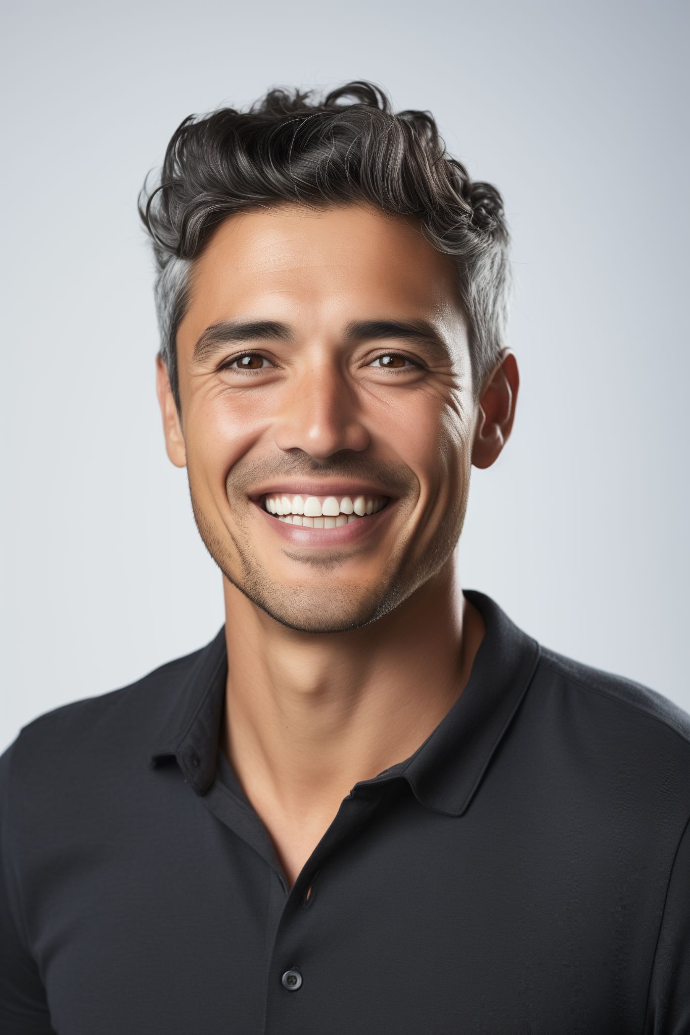 Free image Studio shot of a smiling latino man in black top Premium