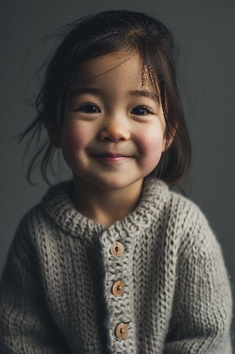 happy asian child in studio portrait