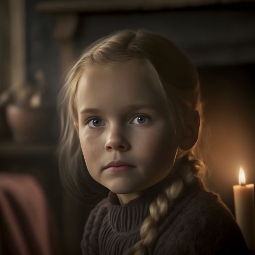 portrait of a beautiful dutch child girl at home, Depth of field, cinematic