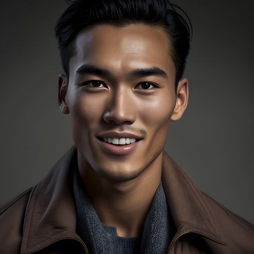 Asian man on gray studio background