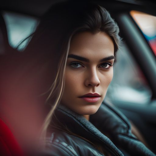 Close-up of young woman driving car