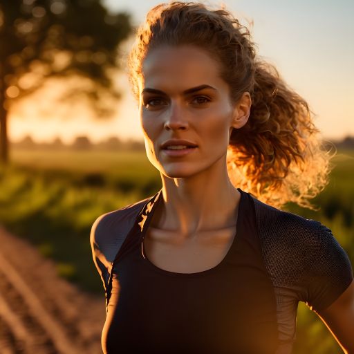 Young woman jogging at dusk