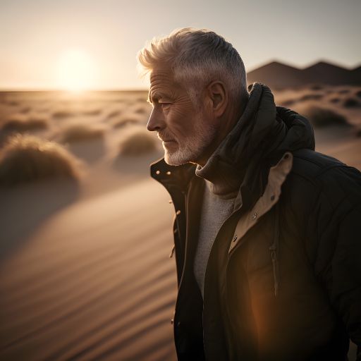A portrait of a man, captured in the moment as he takes a walk through the dunes at dusk.