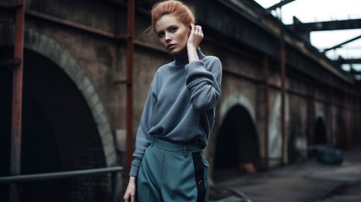 soft meets hard: edgy fashion against industrial backdrop