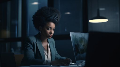 Woman on desk: a business corporate image