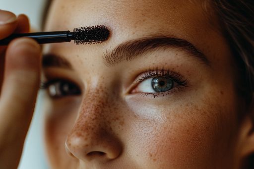 Close-up of a person applying mascara to eyelashes