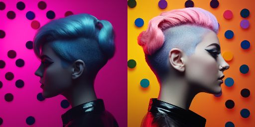 Contrasting abstract hairstyles