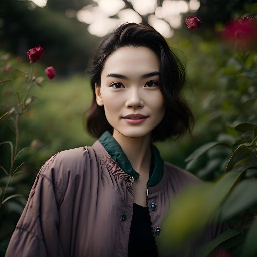 Young woman in Taiwan, embraced by lush nature