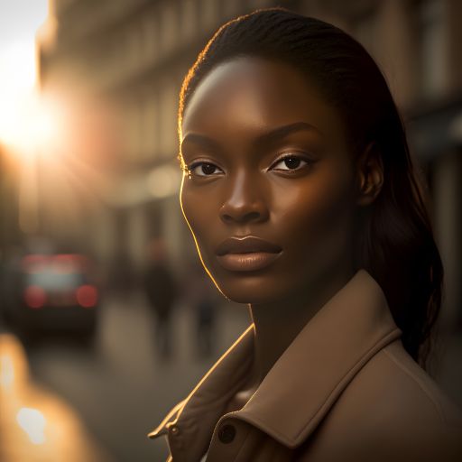 A Beautiful African Woman Walking London's Streets at Dusk