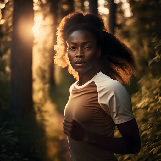 Sunset Sprint: Young Woman Racing against the Light