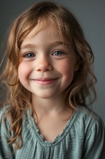 smiling girl in studio portrait