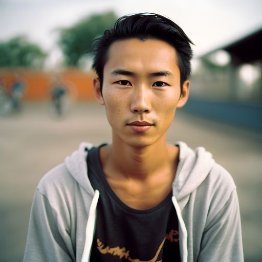 21-year-old asian man in a thoughtful portrait