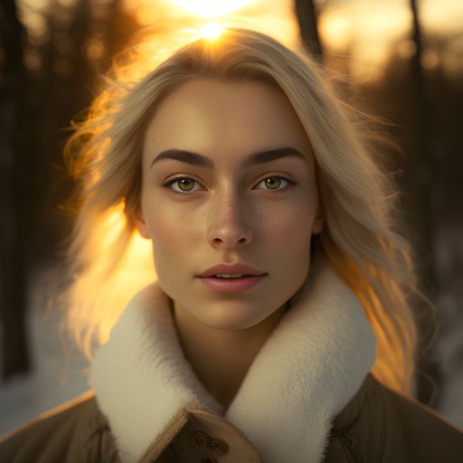 Portrait of a woman in a snowy scandinavian forest