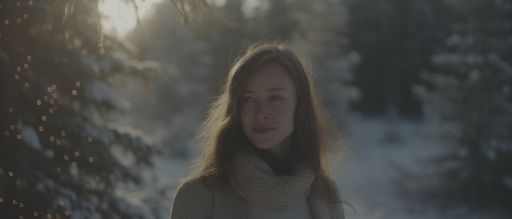 woman by in serene swedish forest