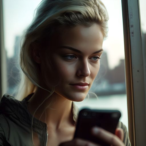 A Model Browsing the Web on Her Phone