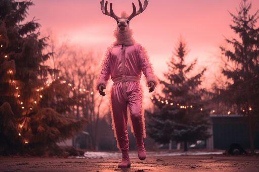 person in reindeer costume, festive christmas attire