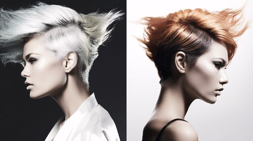 same model two different hairstyles
