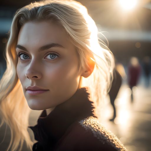 Determination Captured: Blond Woman Skating at a Ramp - High-End Portrait with Blurred Background
