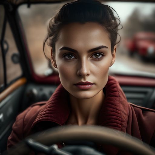close-up of woman driving car: a journey begins