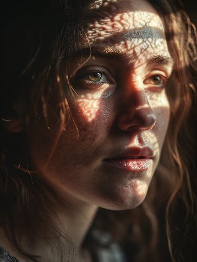 cinematic close-up of expressive eyes in filtered light