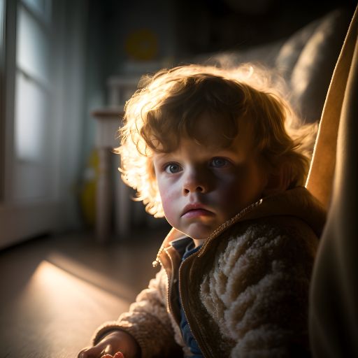 Sunlit Joy: Portrait of a Toddler Playing at Home