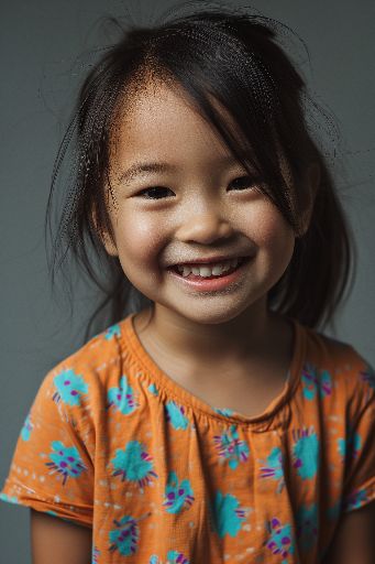 happy asian girl in studio portrait