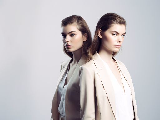 confident duo: symmetric fashion shoot with two head-to-head models