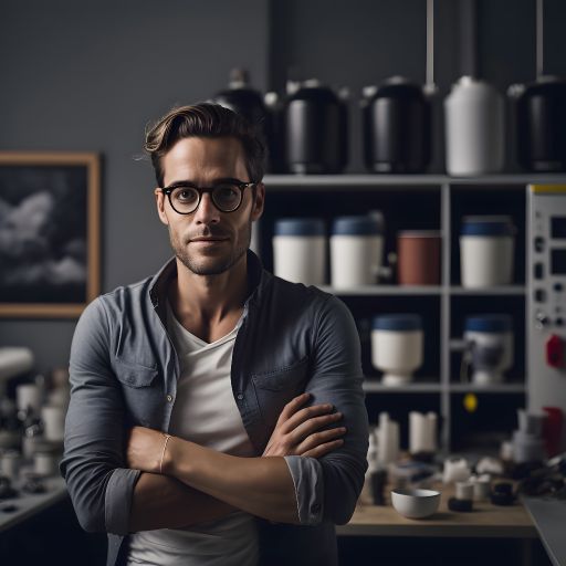 portrait of a dutch startup owner inside a modern creativ